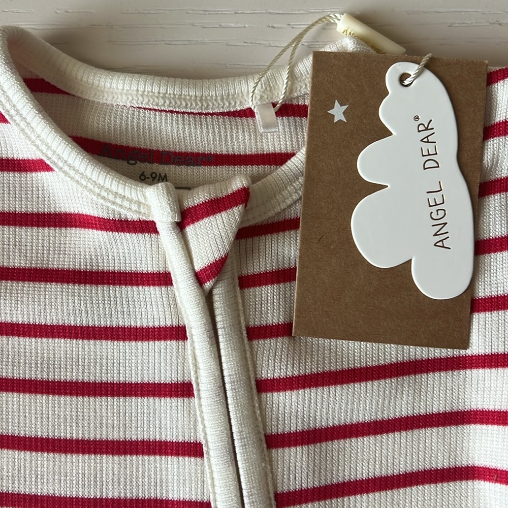 Angel Dear Stripe Vintage Red Footie 6-9 9-12 months - Picture 3 of 5